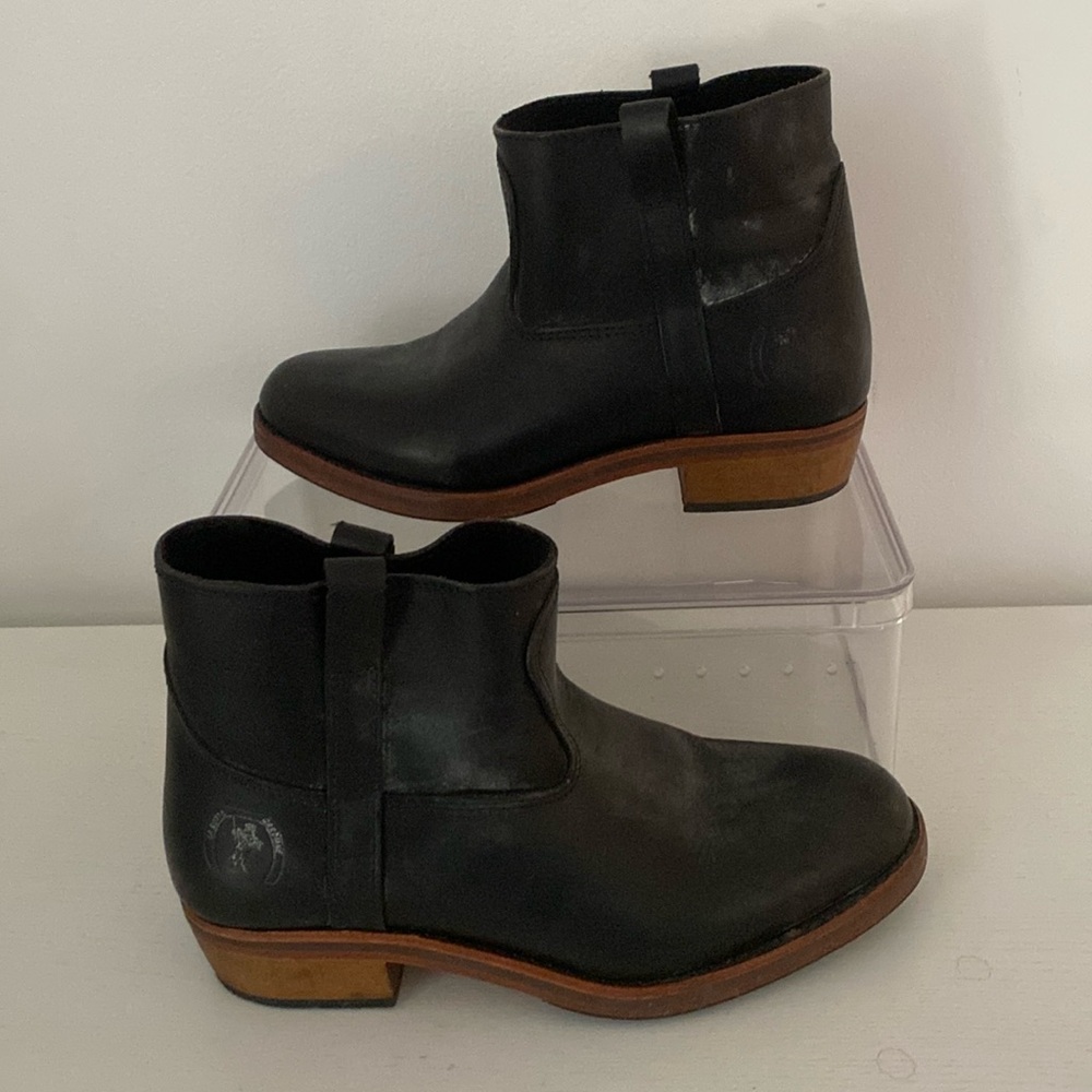La Botte Gardiane Oiled Black Leather Pull On Boots - Size 38.5 / 8.5